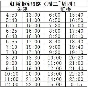 虹桥8路最新时刻表详解